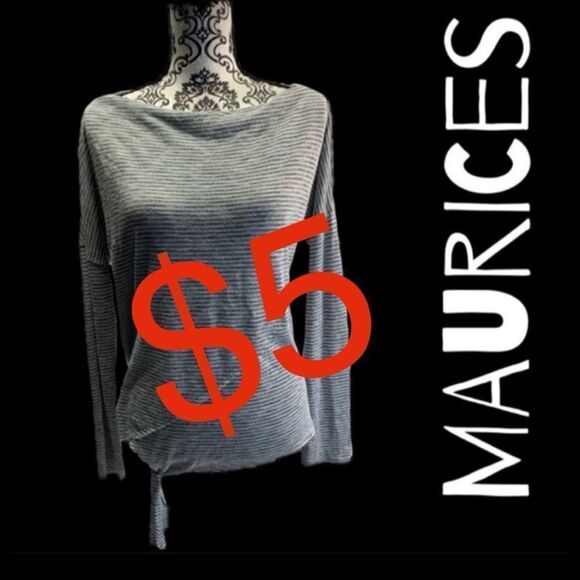 $5 add on item, MAURICES Long sleeve striped shirt sz M - Picture 1 of 12